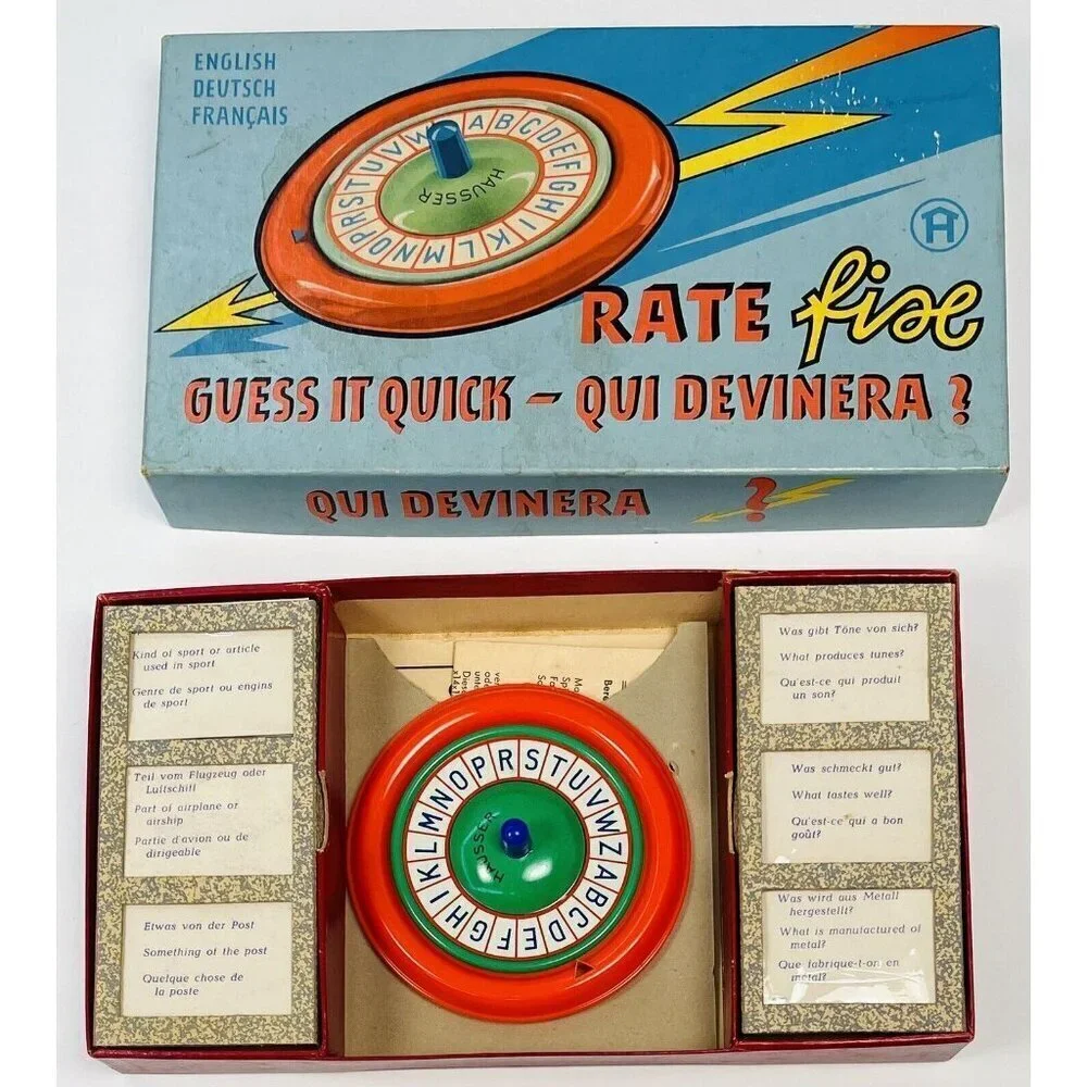 VTG 1950s Rate Fix GUESS IT QUICK Trivia Game English Dutch French COMPLETE EUC